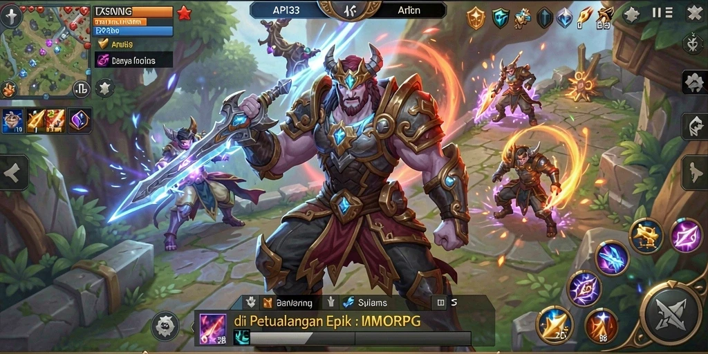 Tampilan gameplay seru dan dinamis dari API33 dalam petualangan MMORPG.
