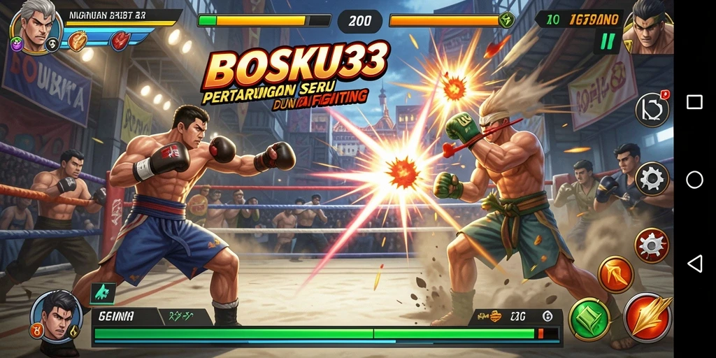 Gameplay Fighting yang intens dan menegangkan di BOSKU33.