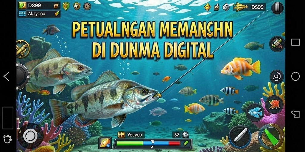 Tangkapan ikan berwarna-warni dalam gameplay DS99 yang menarik.
