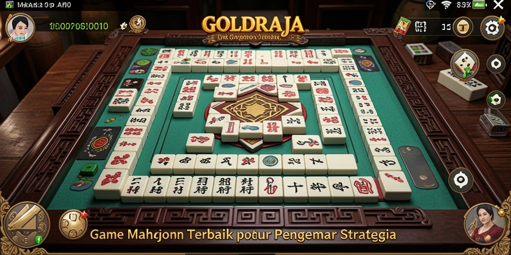 Tampilan gameplay GOLDRAJA dengan level Mahjong yang menantang.