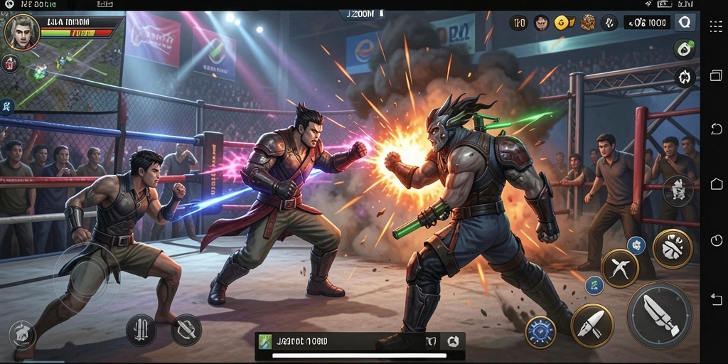 Tampilan gameplay J200M yang seru dan penuh aksi dalam pertarungan.