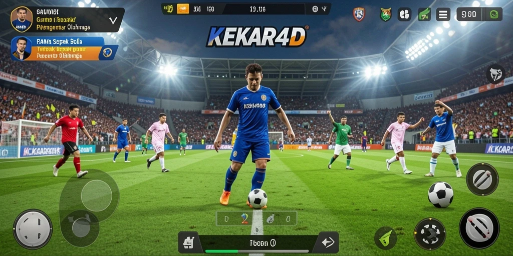 Tampilan gameplay menarik dari KEKAR4D saat pertandingan sepak bola berlangsung.