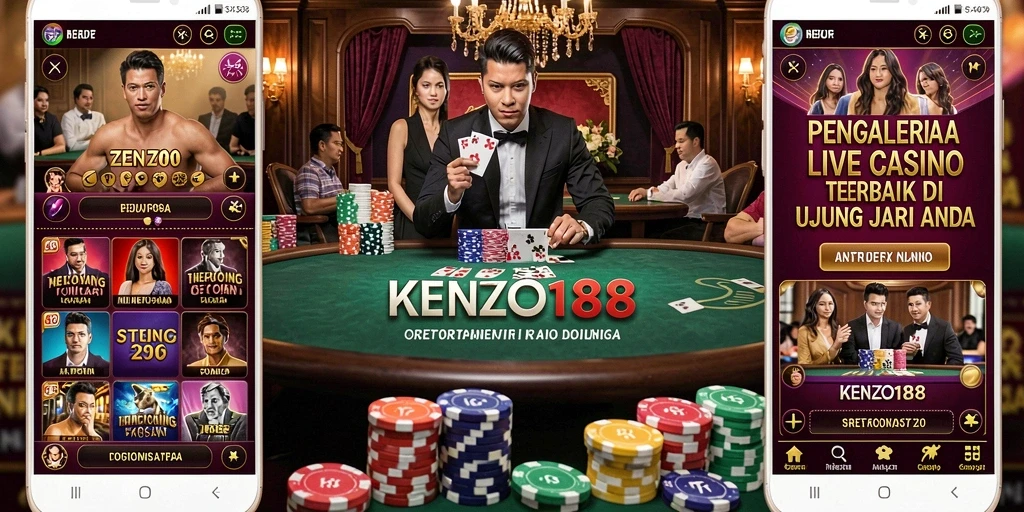 Screenshot gameplay KENZO188 menampilkan dealer dan pemain dalam suasana Live Casino.