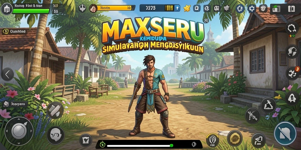 Screenshot menunjukkan gameplay seru dari MAXSERU yang menampilkan interaksi sosial.