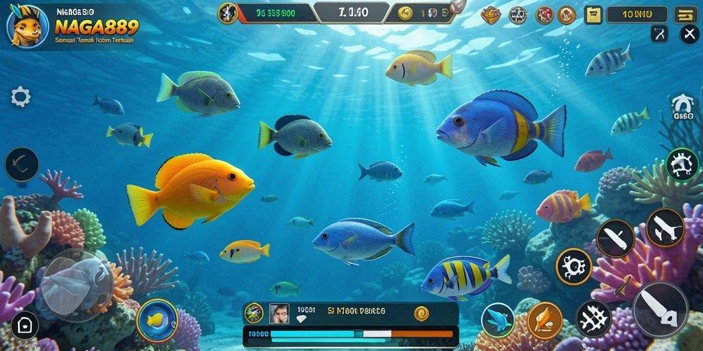 Screenshot gameplay NAGA889 menampilkan aksi menembak ikan yang seru.