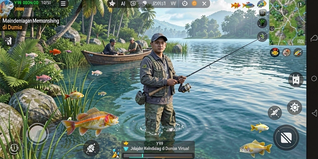 Screenshot Y89 menampilkan gameplay memancing yang seru dan interaktif.